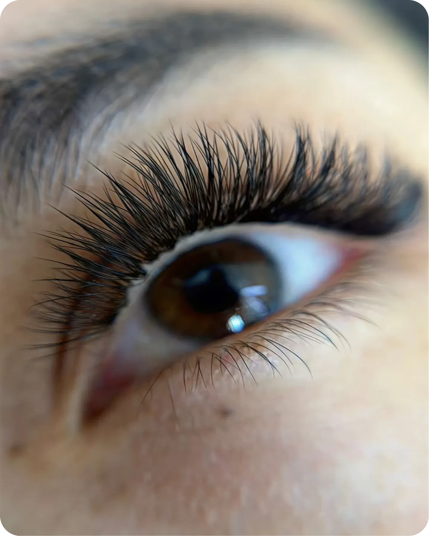 Primer plano de un ojo con extensiones de pestañas
